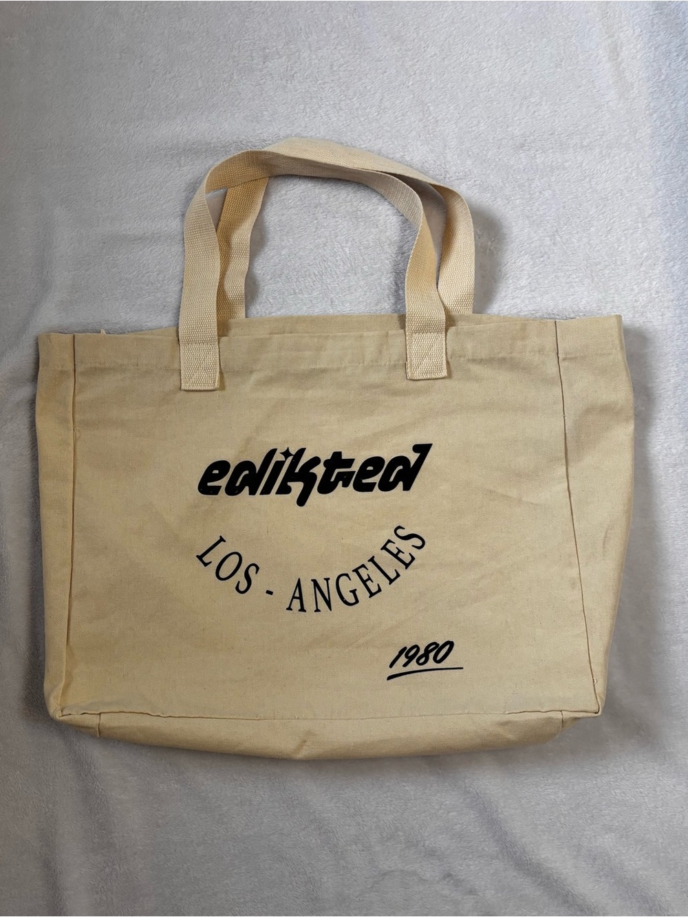 Edikted Los Angeles 1980 Canvas Tote Beige Cotton Blend Large Shopper
